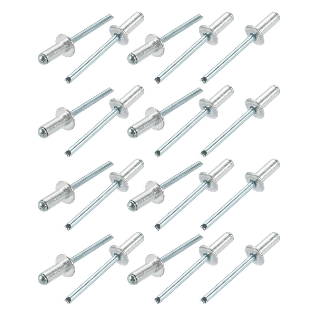 Sourcingmap 20 Pcs 6mm x 14mm Aluminum/Steel Open End Blind Rivets