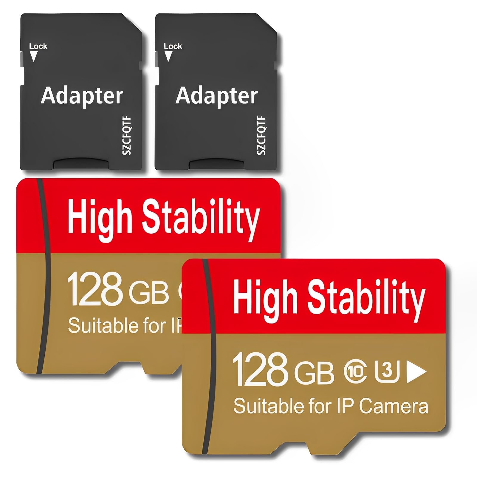 Photo 1 of 128GB Memory Card,Micro TF Card U3 V30 C10 4K UHD High Stability for Security Camera &GoPro &Action/Outdoor Camera/Dash Cam/Drones/Tablets/Phone with Adapter (2 Pack)