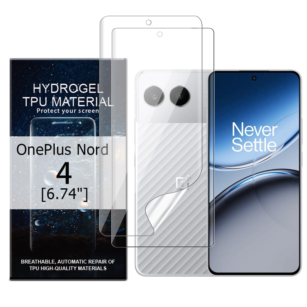 Glcrrpu 2 Pack Screen Protector for OnePlus Nord 4[6.74inch] High Sensitive Hydrogel TPU Film HD Clear Flexible,Self-Healing[Not Tempered Glass]