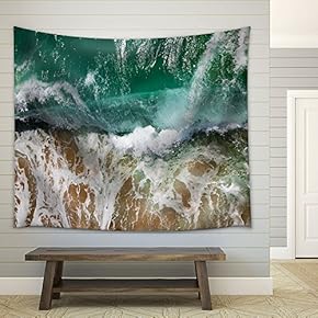 Closeup of Sea Waves with Foam - Fabric Wall Tapestry Home Decor - 51x60 inches
