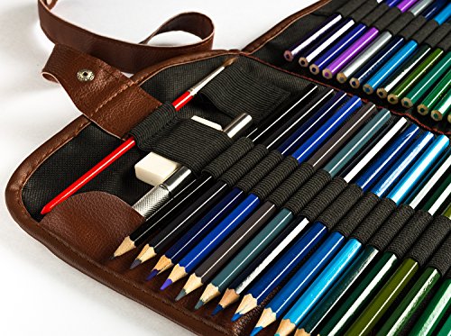 72 Premium Watercolor Pencils Set For Colored Art Sketch Artists With Roll-up Canvas Pencil Case - Thumbnail 3