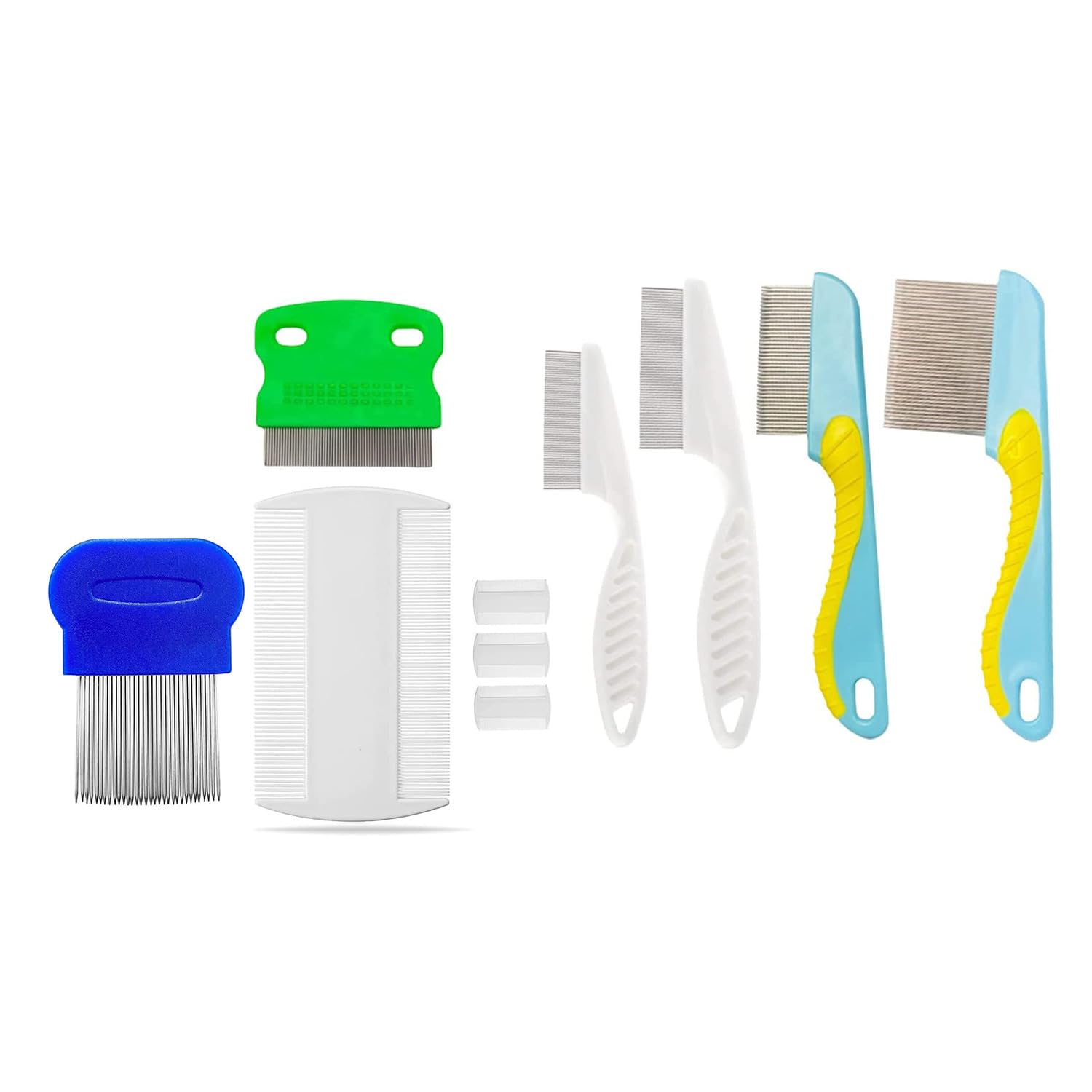 10 Pieces Head Lice Nit Comb Treatment for Any Type Of Hair, Best of Lice Combs For Nit Treatment Set, Remove Head Nits Fine Tooth Double Side Long Handle Metal Nit Comb for Headlice