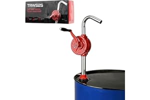 TERA PUMP Steel Rotary Action Hand Pump Fits 15, 30, 55 Gallon Containers With Included 2 inch Bung Adapter - Pump Up To 10 Gallons Per Minute By Hand, No Electricity