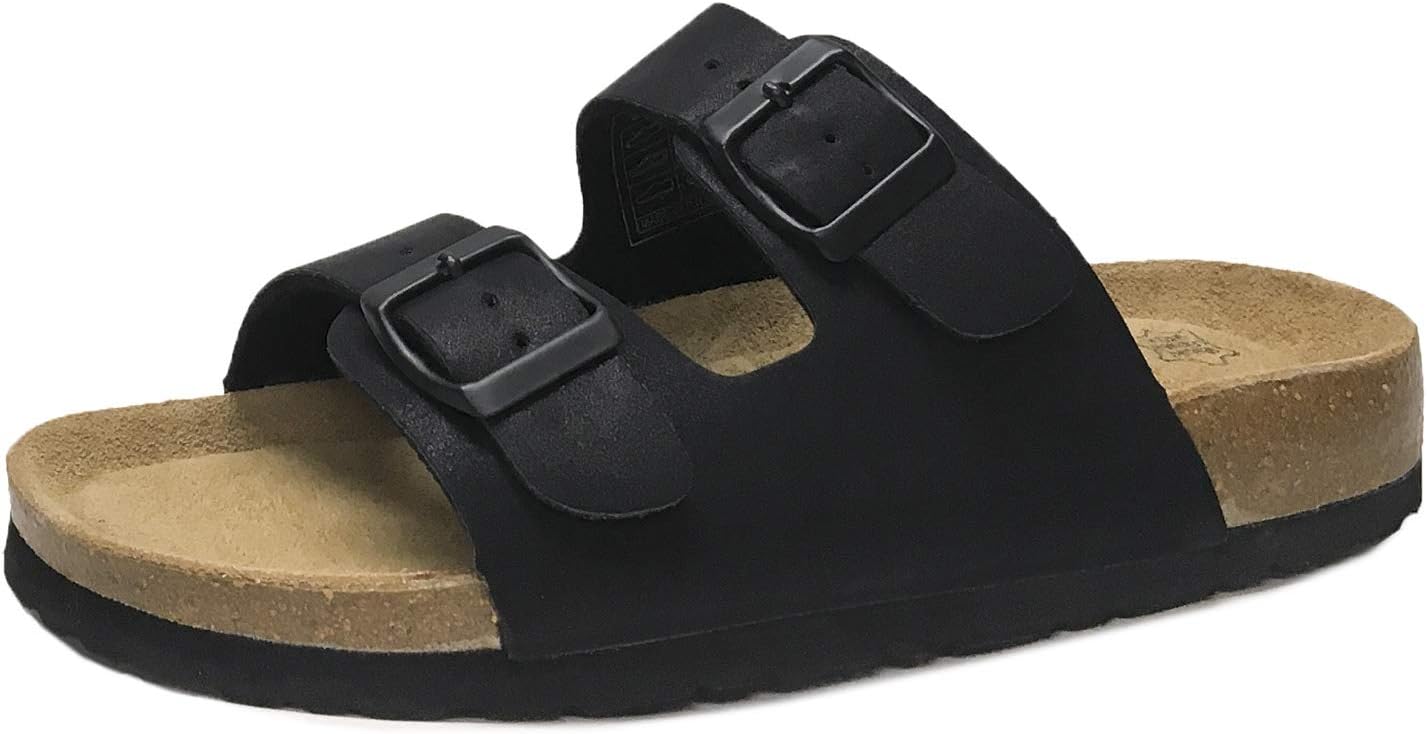 Women's Double Strap Thong Genuine Leather Footbed Insole Flat Sandal