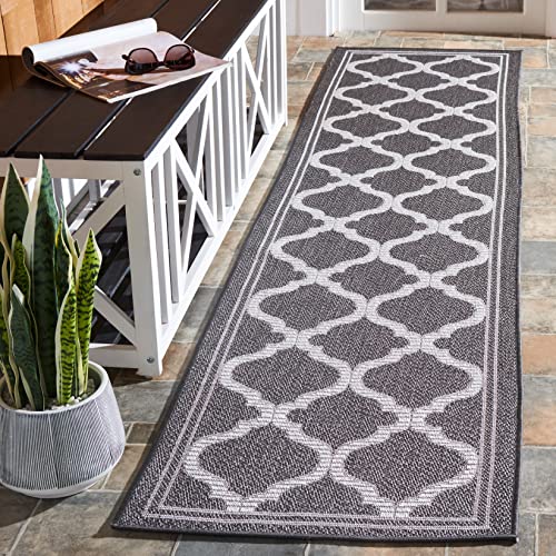 SAFAVIEH Washable Rug Outdoor Bermuda Collection - 2' x 8' Runner, Grey & Brown…