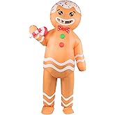 Togake Christmas Gingerbread Inflatable Costume Adult Funny Gingerbread Man Xmas Character Blow Up Costumes for Adults Men Women Cute Unisex Halloween Blowup Outfit Party Cosplay Suit