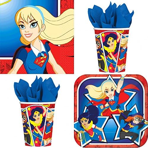 Super Hero Girls Birthday Party Supplies Bundle Pack for 16 Guests