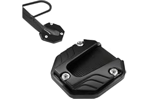 KUQUTIDY Motorcycle Kickstand Pad, Aluminium Alloy Kickstand Side Stand Extension Plate, Universal Motorcycle Support Accessory for Soft Ground, Grass, Gravel, Sand and Hot Pavement (Black)