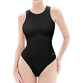 Popilush Bodysuits for Women Scoop Neck Body Suits Sleeveless Thong Halter Cotton Casual Tank Top for Spring & Summer