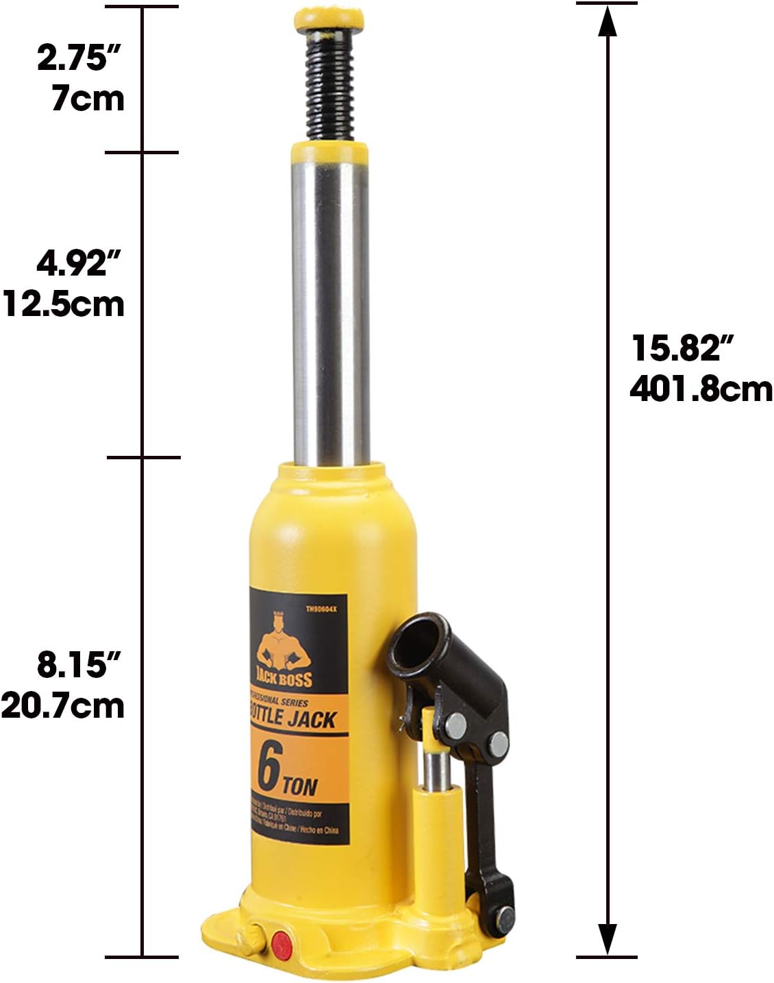 Torin TH91204X JackBoss Hydraulic Welded Bottle Jack: 12 Ton (24,000 lb) Capacity, Yellow: Automotive