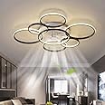 SNOWUNDER 41" Modern Ceiling Fan with Light, Flush Mount Celing Fan with Led Light and Remote Control for Living Room，Tri-Color Light 6-Speed Wind