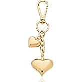 Women's Heart Keychain for Bags Gold & Silver Tone Fashion Key Chain Charm Pendant Purse Accessories