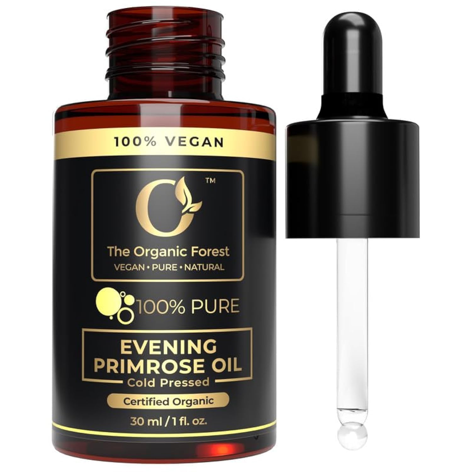 USDA Organic Evening Primrose Oil - 100% Pure & Natural Primrose Oil for Skin & Face - Liquid Carrier Oil for Essential Oils Mixing - Perfect Oil Control Face Moisturizer — image 1