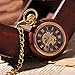 Roman Copper Wood Ring Hollow Mechanical Pocket Watch Fob Steampunk Open Face Design for Men Women