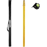 Firecore 16-Foot Aluminum Grade Rod - 8ths, 5 Sections Dual Sided Telescoping Leveling Rod with Bubble Level and Carrying Case - FLR500C