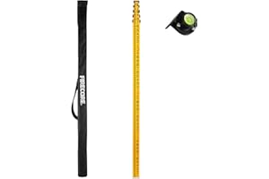 Firecore 16-Foot Aluminum Grade Rod - 8ths, 5 Sections Dual Sided Telescoping Leveling Rod with Bubble Level and Carrying Cas