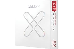 D'Addario Acoustic Guitar Strings, XS 80/20 Bronze Coated, XSABR1356, Medium Gauge 13-56, 6-String Set, Pack of 1