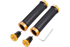 TOPCABIN Double Lock Bicycle Handlebar Grips - Rubber Comfortable BMX Mountain Bike Grips