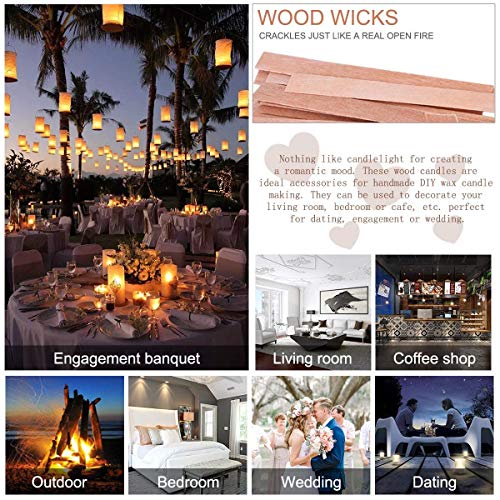 Wood Candle Wicks, Benbo 100 Pieces Smokeless 5.1 X 0.5 Inch Natural Wood Wick with Iron Stand Environmentally Friendly Candle Cores for DIY Candle Making Craft - Thumbnail 6