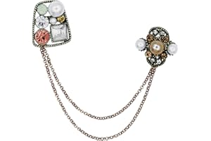 HSQYJ Crystal Geometry Flower Crown Gold Lapel Pin for Men Collar Pins Rhinestone With Hanging Chain Brooch for Men Suit Fashion Suit Accessories for Men Women