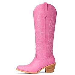 Pasuot Pink Cowgirl Boots for Women - Wide Calf