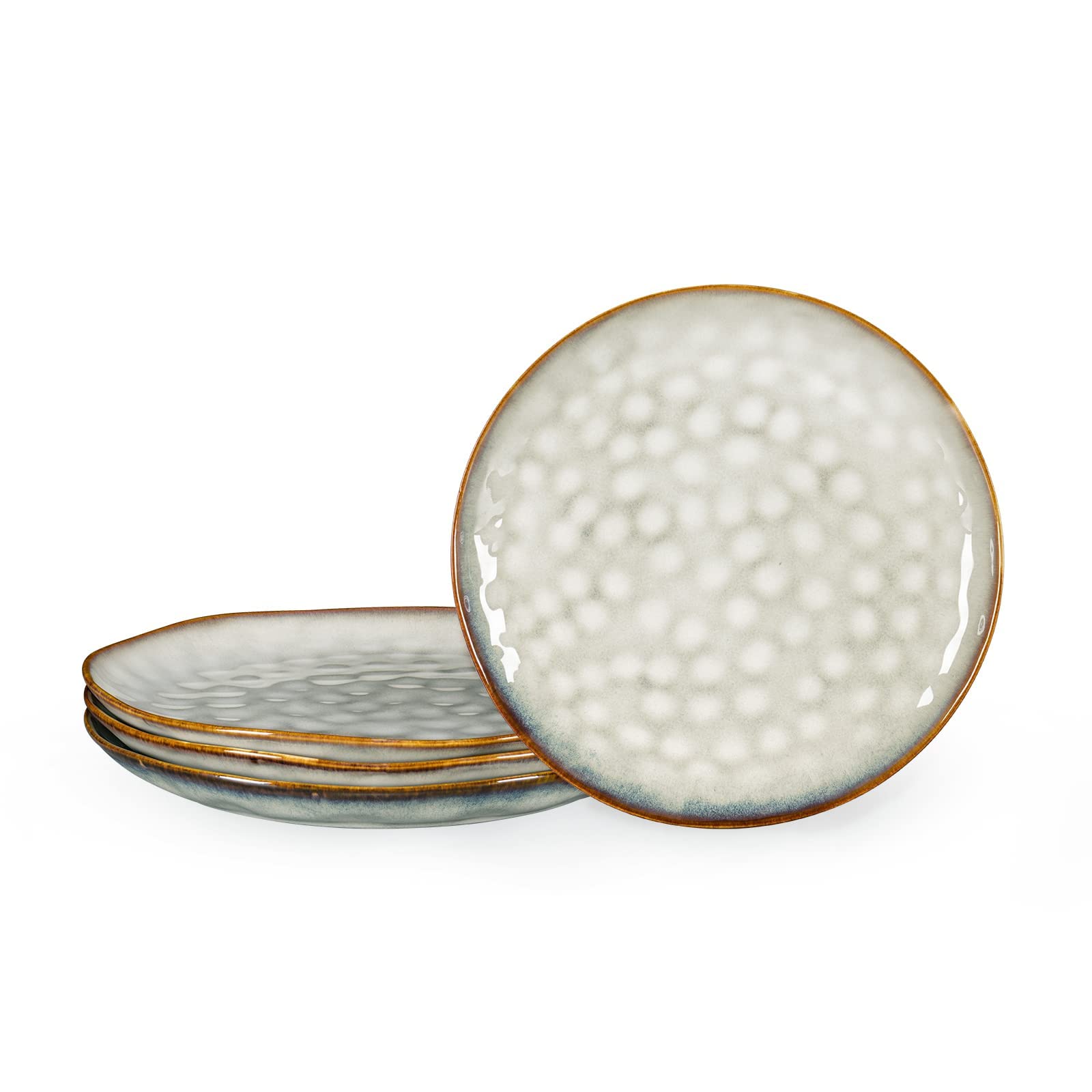 Henten Home Cake Plate, Set of 4 Porcelain Dessert Plates, Stoneware Dinner Plate Modern Beige, Crockery for 4 People, Salad Plates for Microwave and Dishwasher Safe - 21 cm — image 1