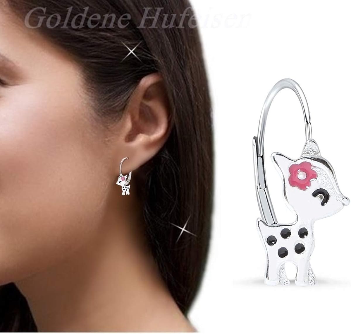 Fawn Earrings Girls 925 Silver Hanging Earrings, Sterling Silver Sterling silver enamel, No Gemstone - Image 3
