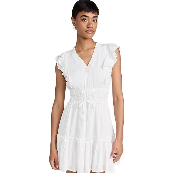 meeko embroidered ruffled sleeve shirt dress Ramy Brook Roxanne Cotton Eyelet Coverup Mini Dress in Black main image 1