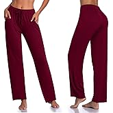Jorlyen Women's Yoga Pants Long Modal Comfy Drawstring Trousers Loose Straight-Leg for Yoga Running Sporting with Pockets
