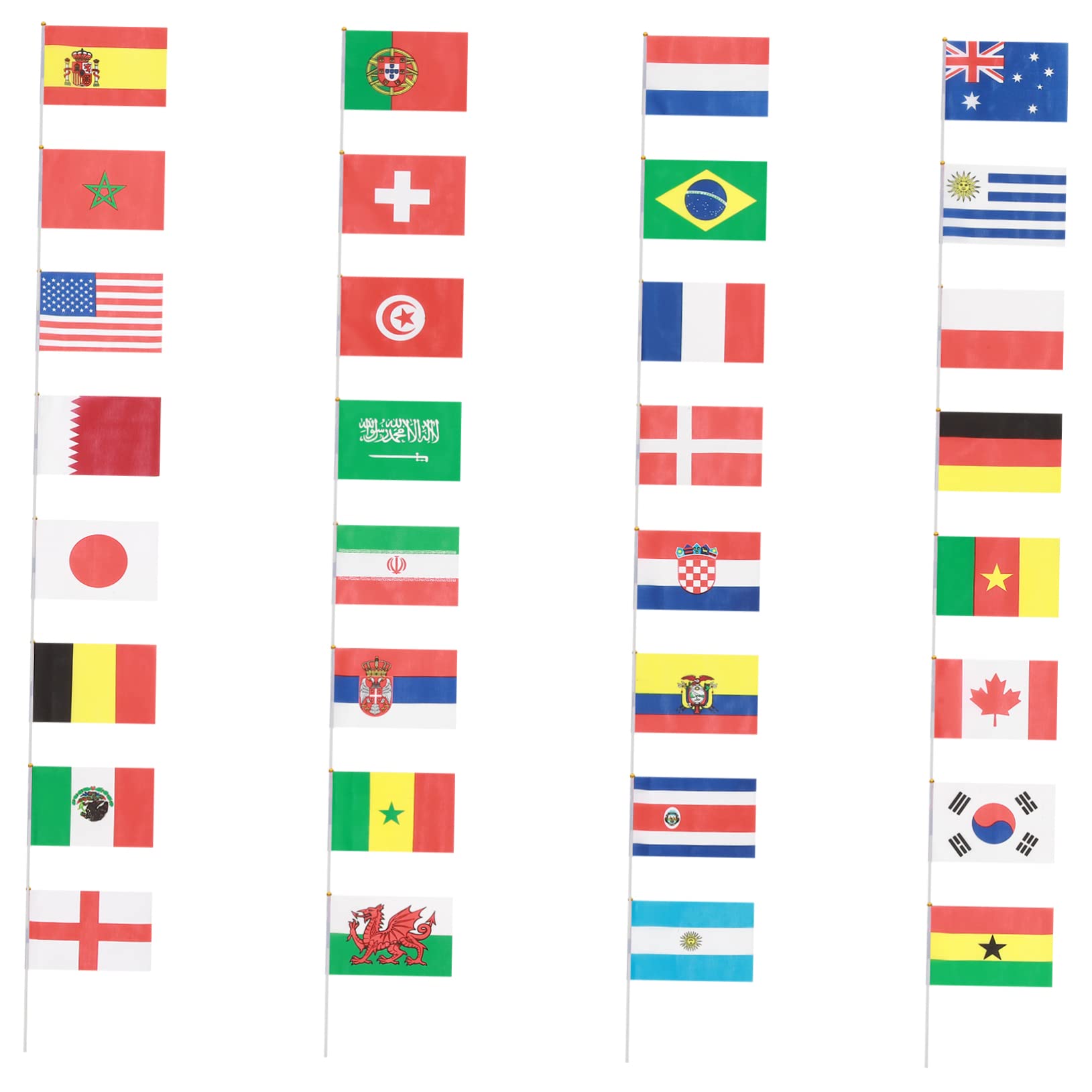 BESPORTBLE Hand Held Small National Flag Banner On Stick 32 Countries International World Stick Flags For Parades Sports Events Festival Celebrations