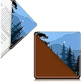 AFYEWKC Cute Leather Bookmarks, Fun Triangle Making Corner Bookmark, Book Accessories for Reading Book Lovers, Unbreakable Page Markers for Women Men Cute Snowy Forest