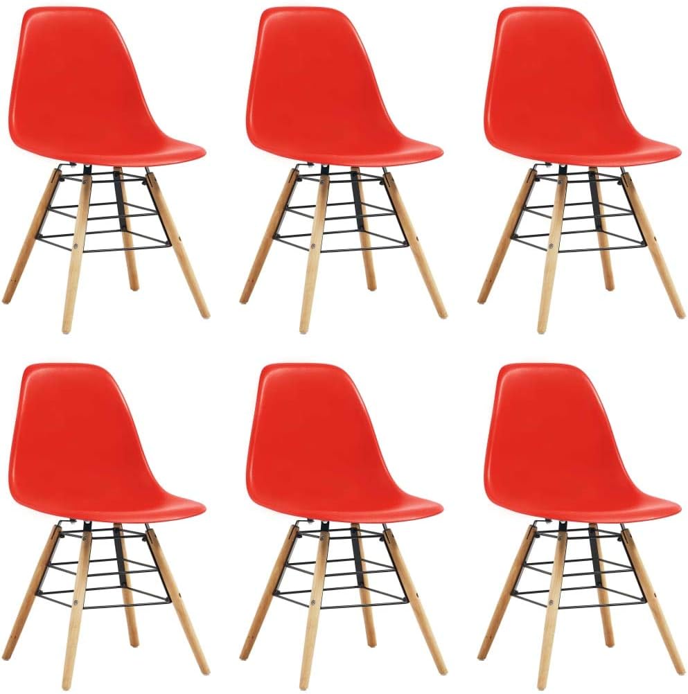 vidaXL Dining Chairs 6 pcs Red Plastic Chairs