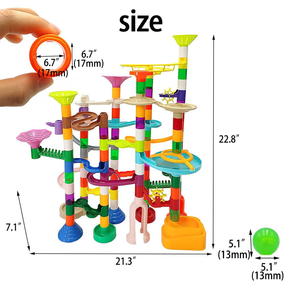 DSHMIXIA Marble Run for Kids Ages 3-4 5-8 150pcs Sturdy Building Toys Kids Games Marbles Run Track Amazing Fun Boys Girls Gifts (Standard)