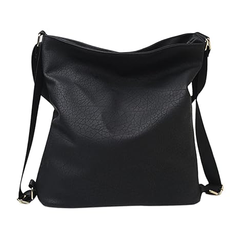 MKchung Women Backpack PU Leather Shoulder Bags Messenger Handbags Totes (Black)