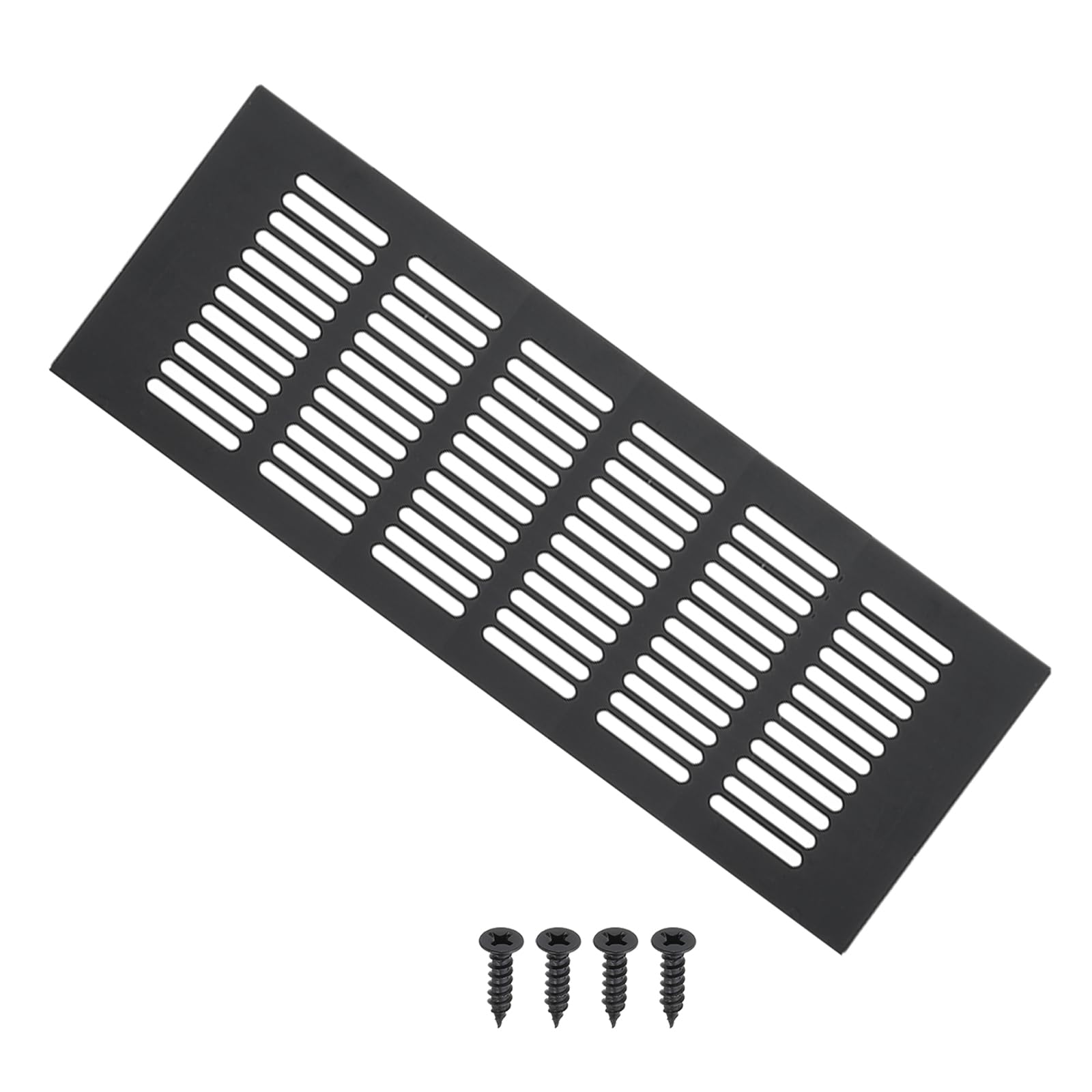 PATIKIL 10 x 4 Inch Door Air Vent Cover, Aluminum Grille Ventilation Cover Louvered with Mounting Screws for Cabinet Wardrobe Door, Black