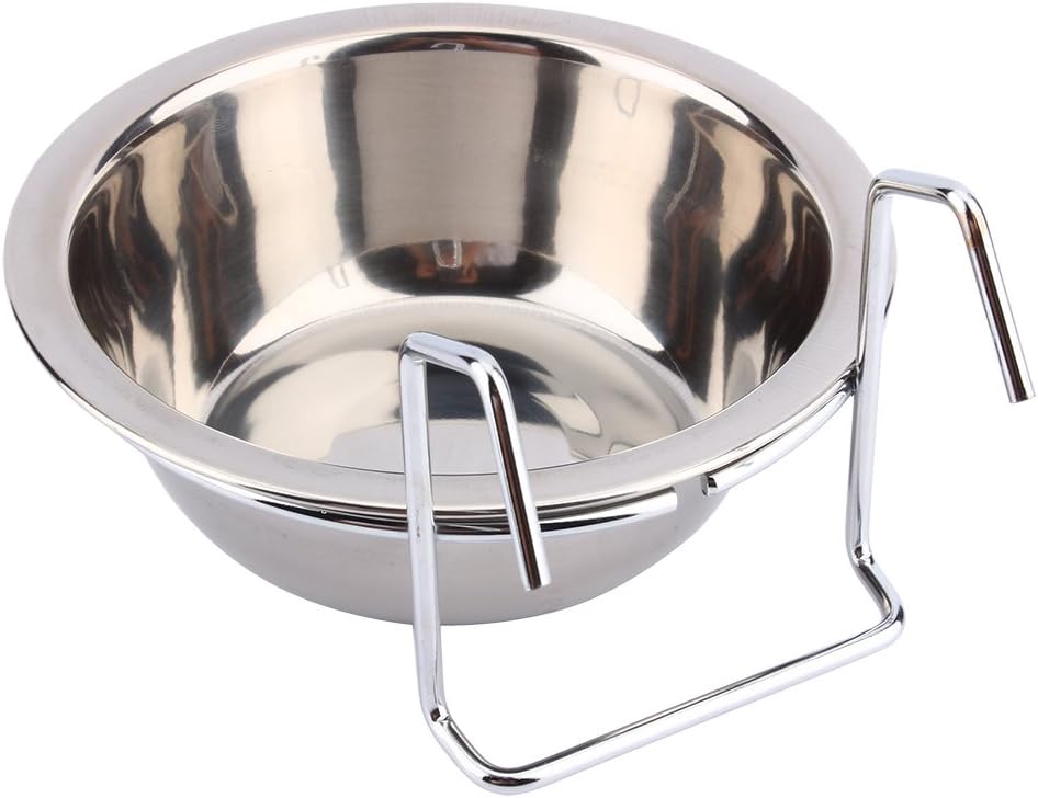 Yosoo Cage Hanging Bowls With Hook, Stainless Steel Food Bowl Water Dispenser for Pet Dog Cat Rabbit Bird