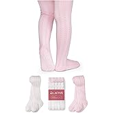LA ACTIVE Baby Girls Tights - Cozy Warm Cotton Cable Knit Winter Tights - Non-Skid Grip - Toddler Infant Newborn Kids