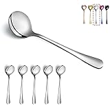 Soup Spoons, Kyraton 6 Pieces Stainless Steel Round