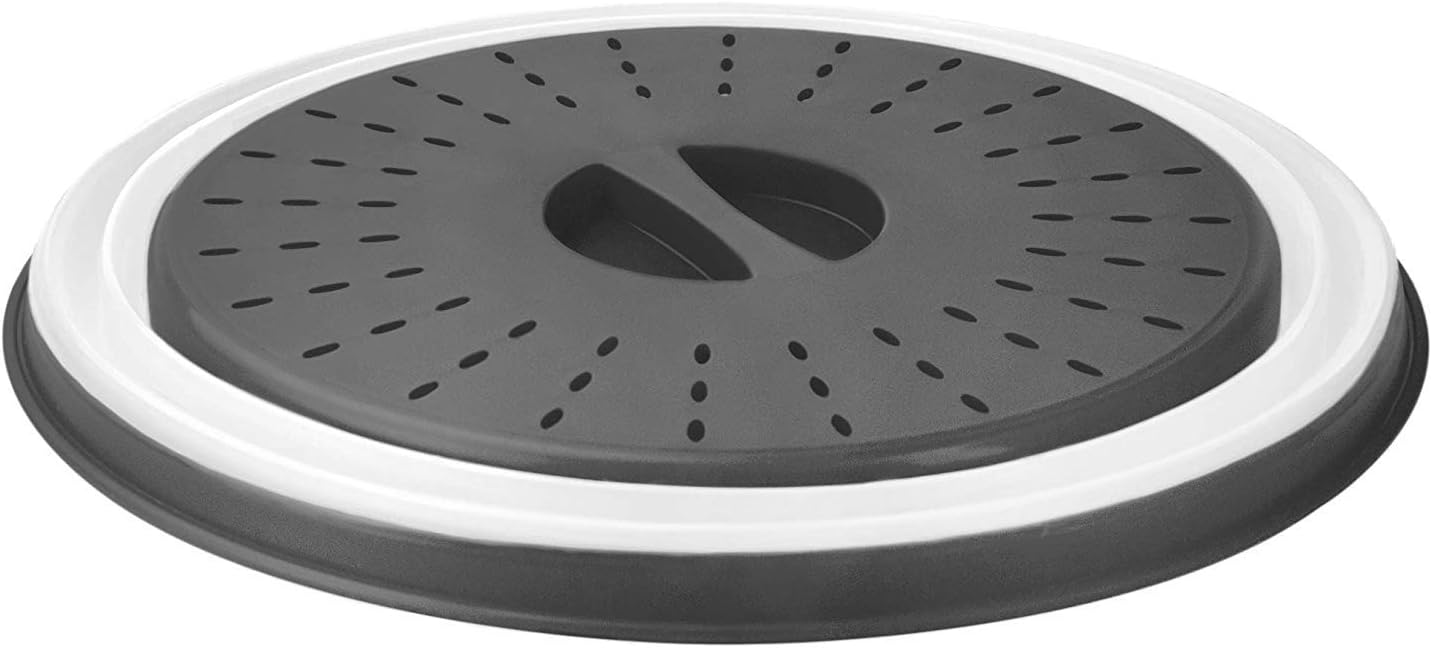 Tovolo Vented Collapsible Microwave Splatter Proof Food Plate Cover With Easy Grip Handle Dishwasher-Safe, BPA-Free Silicone & Plastic, 10.5" Round, 10.5 inch, Charcoal: Kitchen & Dining