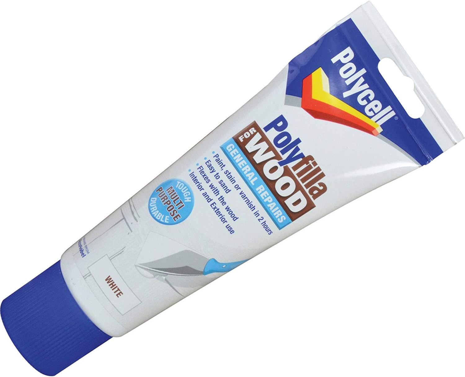 Polycell 5207191 Polyfilla Tube for Wood General Repairs 330 g, White (Pack of 1), 330g - Tube
