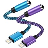 iPhone Headphone Adapter, 2Pack Apple Dongle Lightning to 3.5mm Audio Jack | Braided Aux Cord Converter Earbuds Splitter Adaptor Compatible with Car iPhone 14 13 12 11 Pro Max X XR XS SE 8 7 Plus iPad