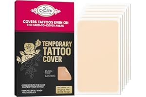 HSKLOCK Tattoo Cover Up, Tattoo Cover Up Patch, Ultra-Thin Waterproof Tattoo Cover Up Tape for Tattoo, Scars and Birthmarks, 6 Pcs