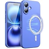 JETech Magnetic Silicone Case for iPhone 16 6.1-Inch, Compatible with MagSafe, Silky Soft Touch, Shock Absorbing Phone Cover with Camera Lens Full Protection (Ultramarine)