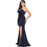 TOLEEN Women's Formal Bodycon Sequin One Shoulder Curvy Dresses Prom Dresses Elegant Evening Party Maxi Dresses
