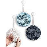 Sophie & Panda Fuzzy Ball Hand Towels (Value Pack of 3) New Triple Color Hand Towel Collection - Creative Bath Towel Set Dry Instantly with These Bathroom Towels (3-Pack White, Light & Dark Blue)