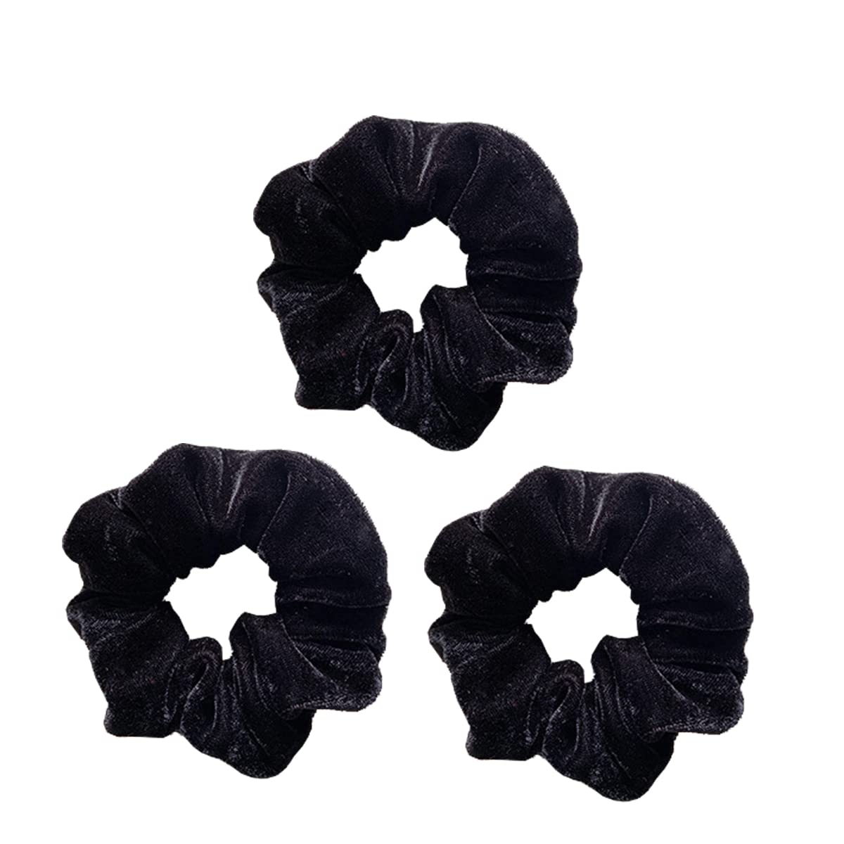 scicent Hair Ties 3pcs Black Velvet Scrunchies Hairband Hair Scrunchies for Girls Women 773001
