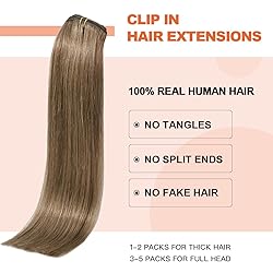 UGOTRAYS Clip in Hair Extensions Real Human Hair