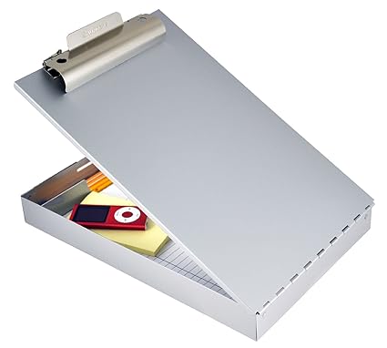 Saunders 31017 RediRite, stabiles Aluminium Klemmbrett auf Formularkassette, großes Innnenfach und Stiftefach, oben öffnend, 