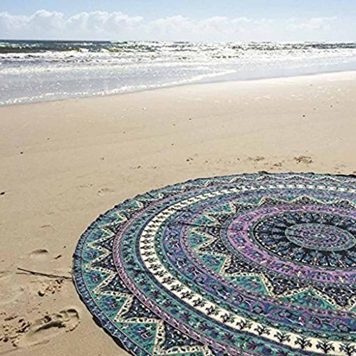 efperfect Indian Elephant Mandala Round Roundie Beach Throw Tapestry Hippy Boho Gypsy Cotton Tablecloth Beach Towel