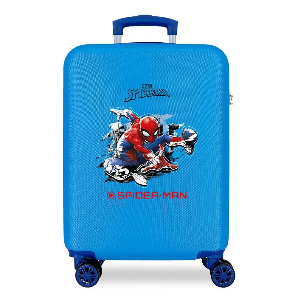 Marvel Spiderman Geo Blue Cabin Suitcase 37 x 55 x 20 cm Rigid ABS Combination Lock 34 Litre 2.6 kg 4 Double Wheels Hand Luggage